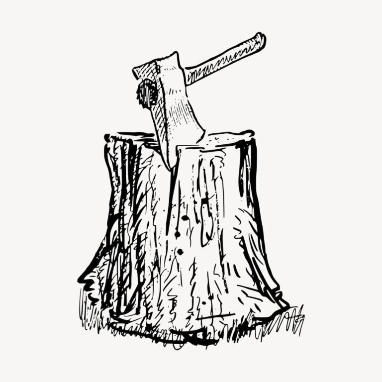 Axe in log clipart, vintage